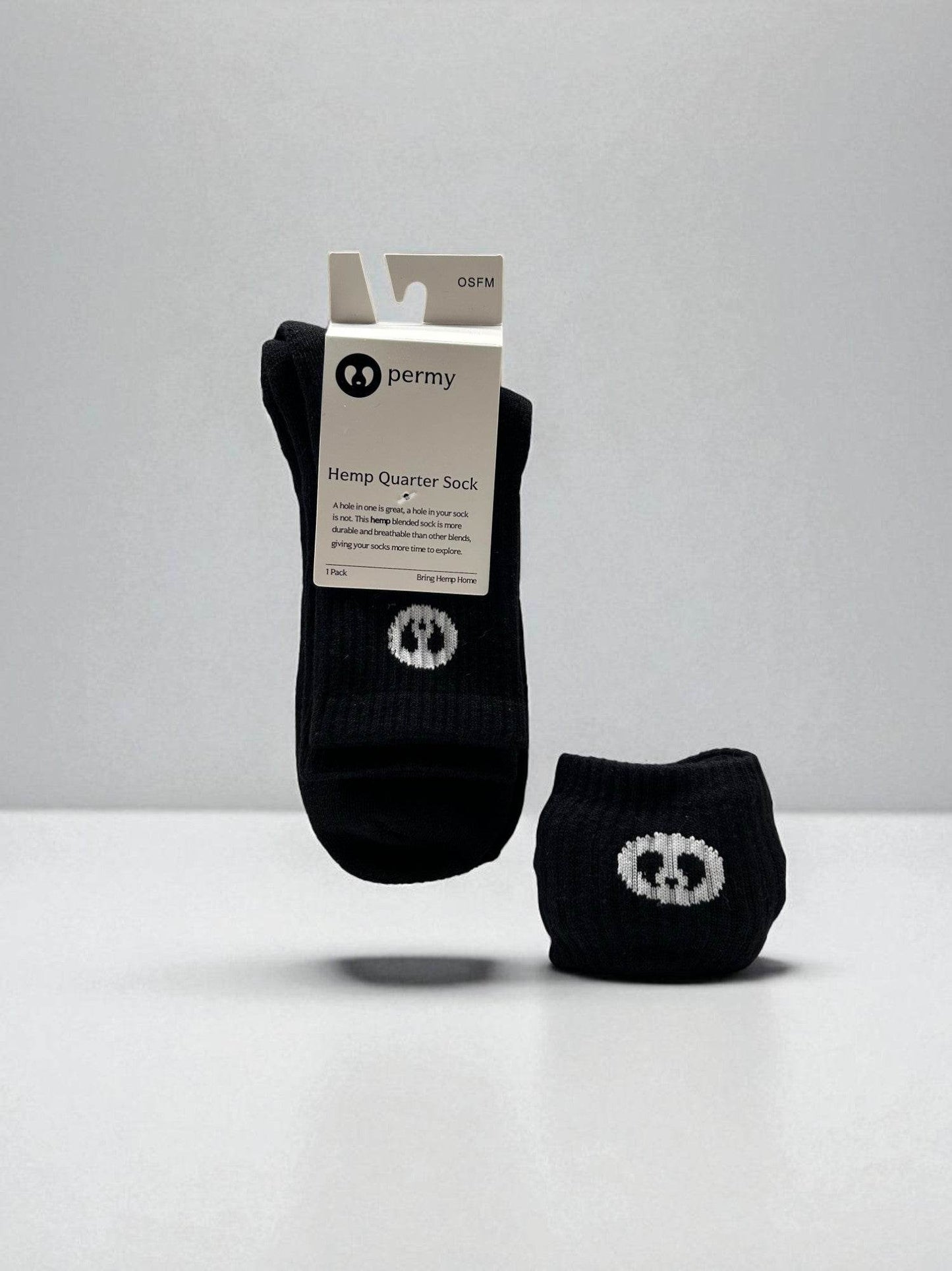 Black Hemp Quarter Socks - Permy